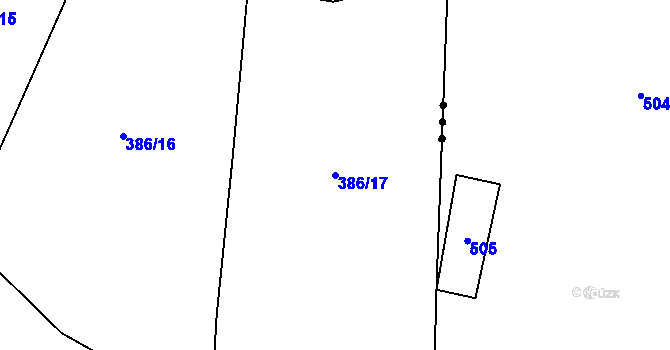 Parcela st. 386/17 v KÚ Svinošice, Katastrální mapa