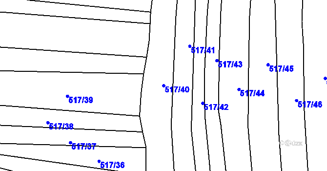 Parcela st. 517/40 v KÚ Svinošice, Katastrální mapa