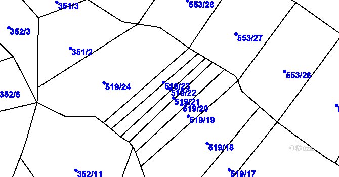 Parcela st. 519/22 v KÚ Svinošice, Katastrální mapa