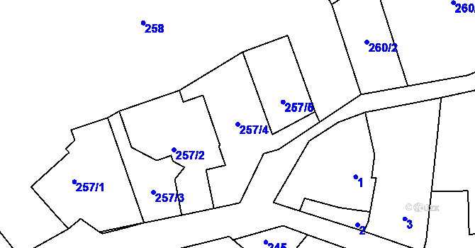 Parcela st. 257/4 v KÚ Svinošice, Katastrální mapa