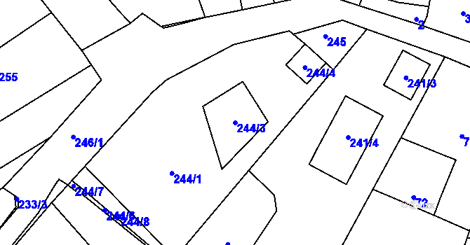 Parcela st. 244/3 v KÚ Svinošice, Katastrální mapa