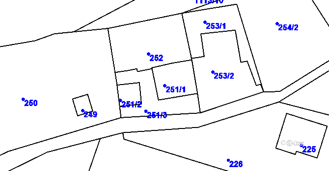 Parcela st. 251/1 v KÚ Svinošice, Katastrální mapa