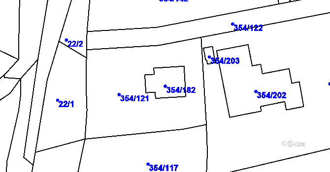 Parcela st. 354/182 v KÚ Svinošice, Katastrální mapa