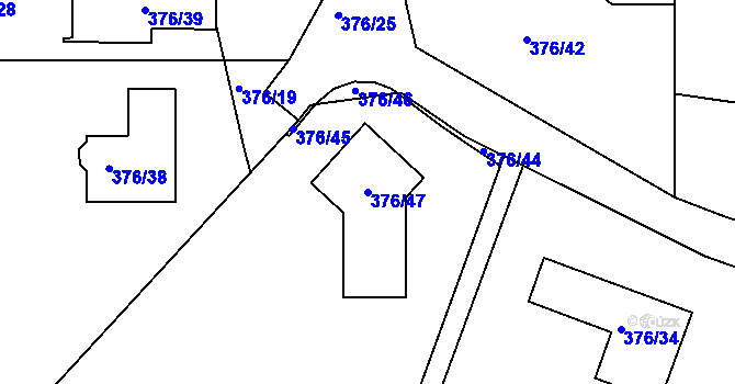 Parcela st. 376/47 v KÚ Svinošice, Katastrální mapa