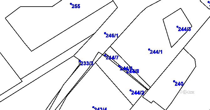 Parcela st. 244/7 v KÚ Svinošice, Katastrální mapa