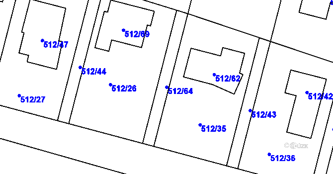 Parcela st. 512/64 v KÚ Svinošice, Katastrální mapa