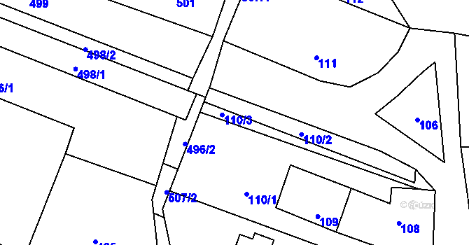 Parcela st. 110/3 v KÚ Svinošice, Katastrální mapa