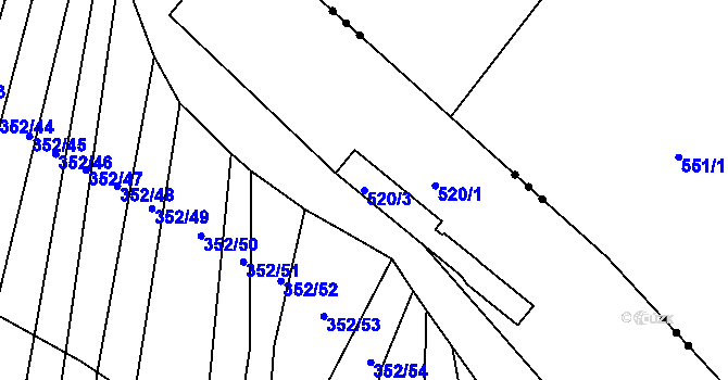 Parcela st. 520/3 v KÚ Svinošice, Katastrální mapa