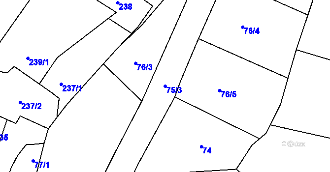 Parcela st. 75/3 v KÚ Svinošice, Katastrální mapa