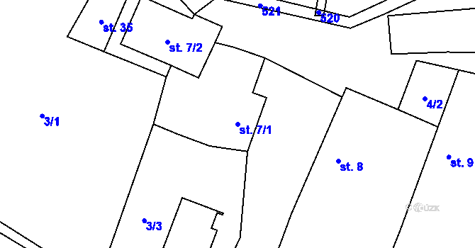 Parcela st. 7/1 v KÚ Kundratice u Svinů, Katastrální mapa