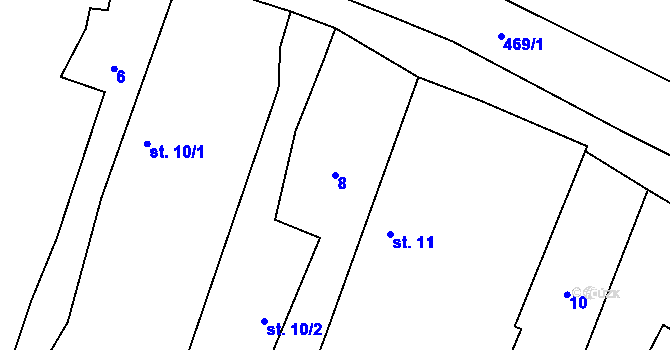 Parcela st. 8 v KÚ Kundratice u Svinů, Katastrální mapa