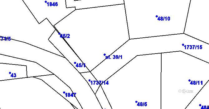 Parcela st. 39/1 v KÚ Sviny, Katastrální mapa
