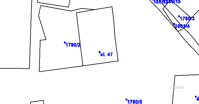 Parcela st. 47 v KÚ Sviny, Katastrální mapa