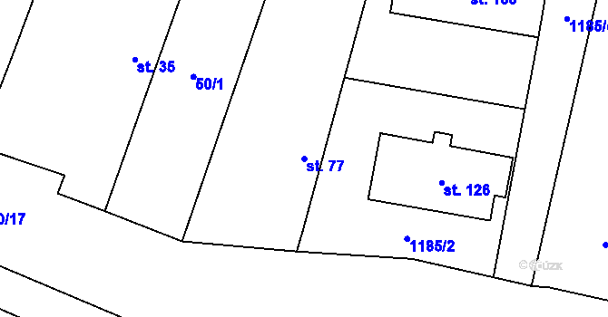 Parcela st. 77 v KÚ Sviny, Katastrální mapa