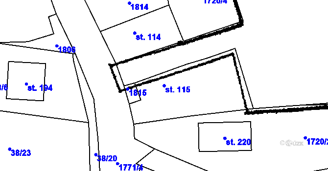 Parcela st. 115 v KÚ Sviny, Katastrální mapa