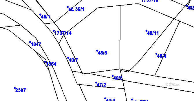 Parcela st. 48/5 v KÚ Sviny, Katastrální mapa