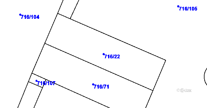 Parcela st. 716/22 v KÚ Sviny, Katastrální mapa