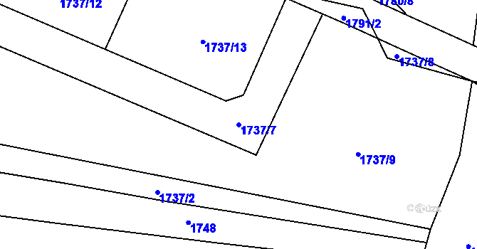 Parcela st. 1737/7 v KÚ Sviny, Katastrální mapa