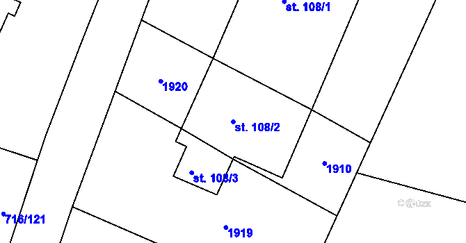 Parcela st. 108/2 v KÚ Sviny, Katastrální mapa