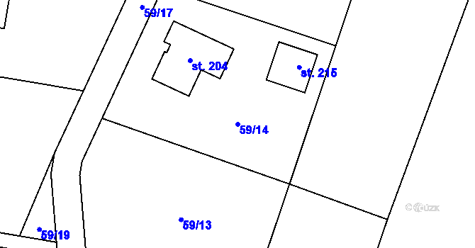 Parcela st. 59/14 v KÚ Sviny, Katastrální mapa