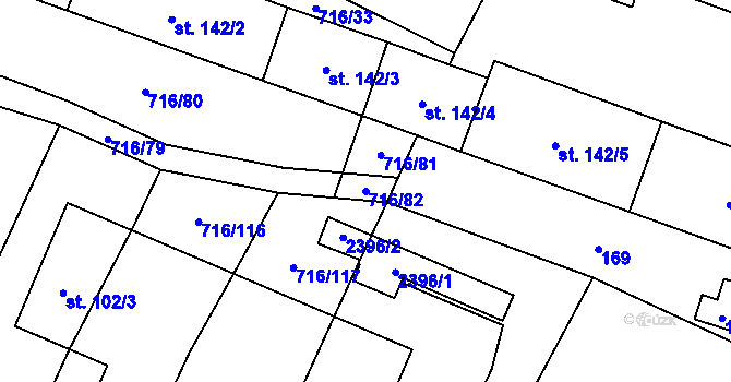 Parcela st. 716/82 v KÚ Sviny, Katastrální mapa