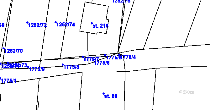 Parcela st. 1775/5 v KÚ Sviny, Katastrální mapa