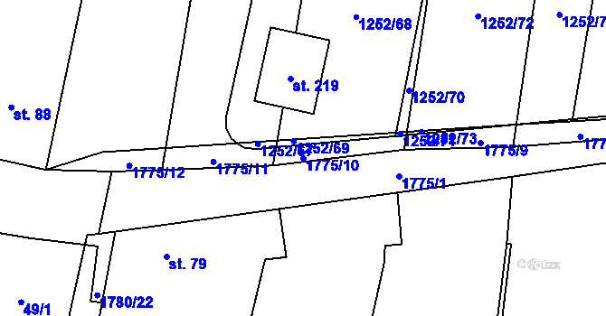 Parcela st. 1775/10 v KÚ Sviny, Katastrální mapa