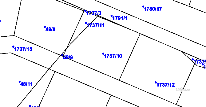 Parcela st. 1737/10 v KÚ Sviny, Katastrální mapa