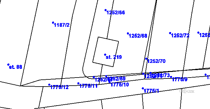 Parcela st. 219 v KÚ Sviny, Katastrální mapa