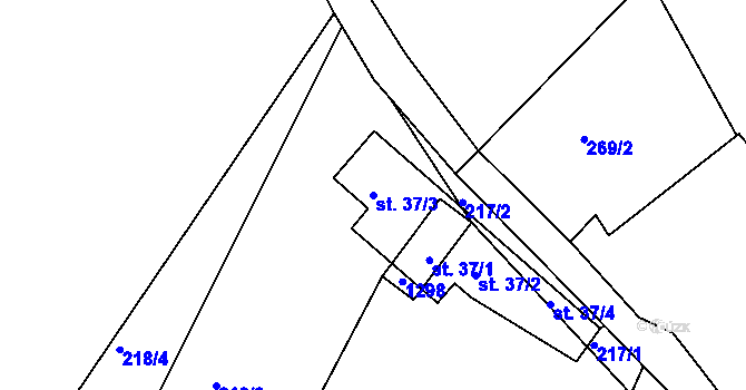 Parcela st. 37/3 v KÚ Sviny u Křižanova, Katastrální mapa