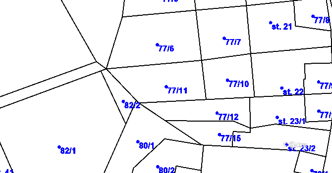 Parcela st. 77/11 v KÚ Sasina, Katastrální mapa