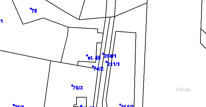 Parcela st. 204/1 v KÚ Sasina, Katastrální mapa