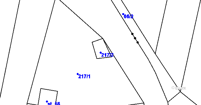 Parcela st. 217/2 v KÚ Sasina, Katastrální mapa