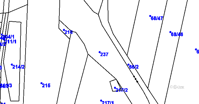 Parcela st. 237 v KÚ Sasina, Katastrální mapa