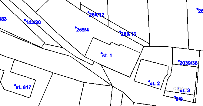 Parcela st. 1 v KÚ Svitávka, Katastrální mapa