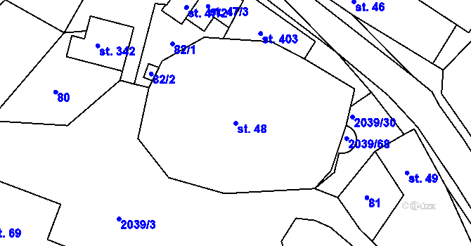 Parcela st. 48 v KÚ Svitávka, Katastrální mapa