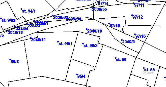 Parcela st. 90/2 v KÚ Svitávka, Katastrální mapa