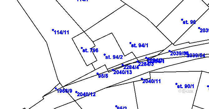 Parcela st. 94/2 v KÚ Svitávka, Katastrální mapa