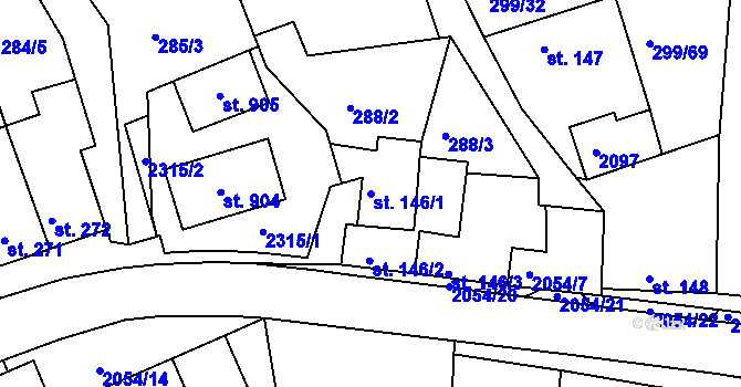 Parcela st. 146/1 v KÚ Svitávka, Katastrální mapa