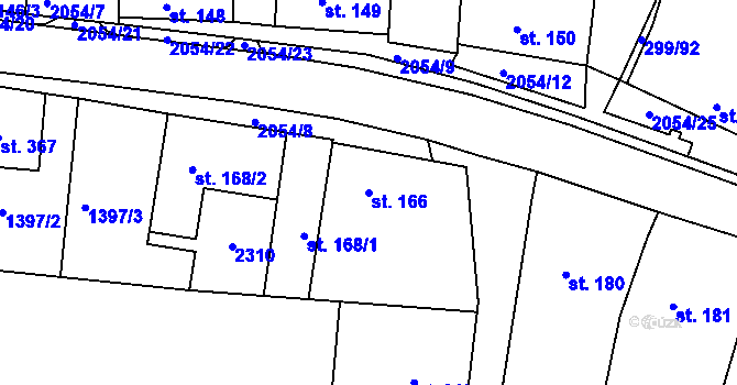 Parcela st. 166 v KÚ Svitávka, Katastrální mapa