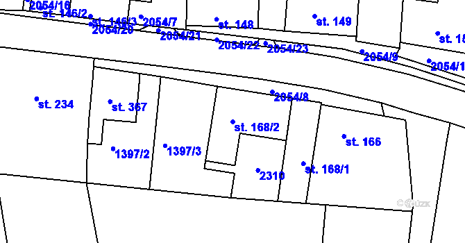 Parcela st. 168/2 v KÚ Svitávka, Katastrální mapa