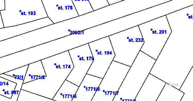 Parcela st. 194 v KÚ Svitávka, Katastrální mapa