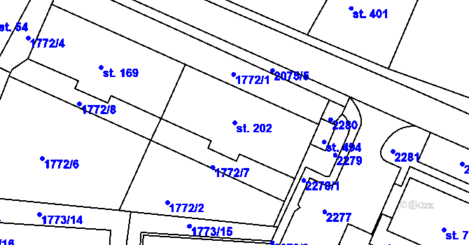Parcela st. 202 v KÚ Svitávka, Katastrální mapa