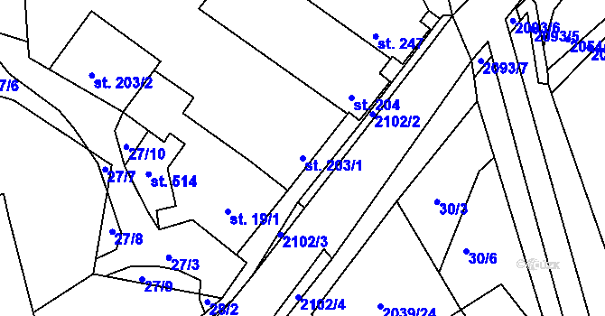 Parcela st. 203/1 v KÚ Svitávka, Katastrální mapa