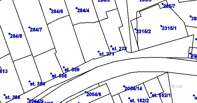 Parcela st. 271 v KÚ Svitávka, Katastrální mapa