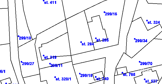 Parcela st. 284 v KÚ Svitávka, Katastrální mapa