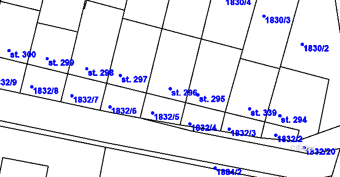 Parcela st. 296 v KÚ Svitávka, Katastrální mapa