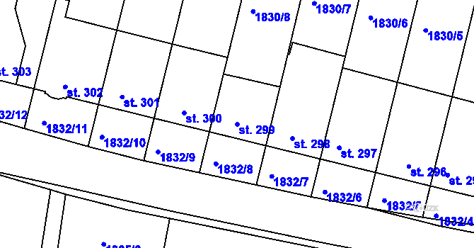 Parcela st. 299 v KÚ Svitávka, Katastrální mapa