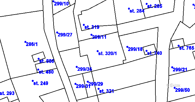 Parcela st. 320/1 v KÚ Svitávka, Katastrální mapa