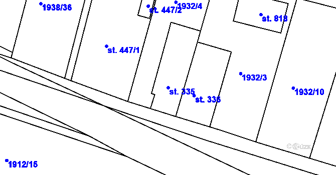 Parcela st. 335 v KÚ Svitávka, Katastrální mapa